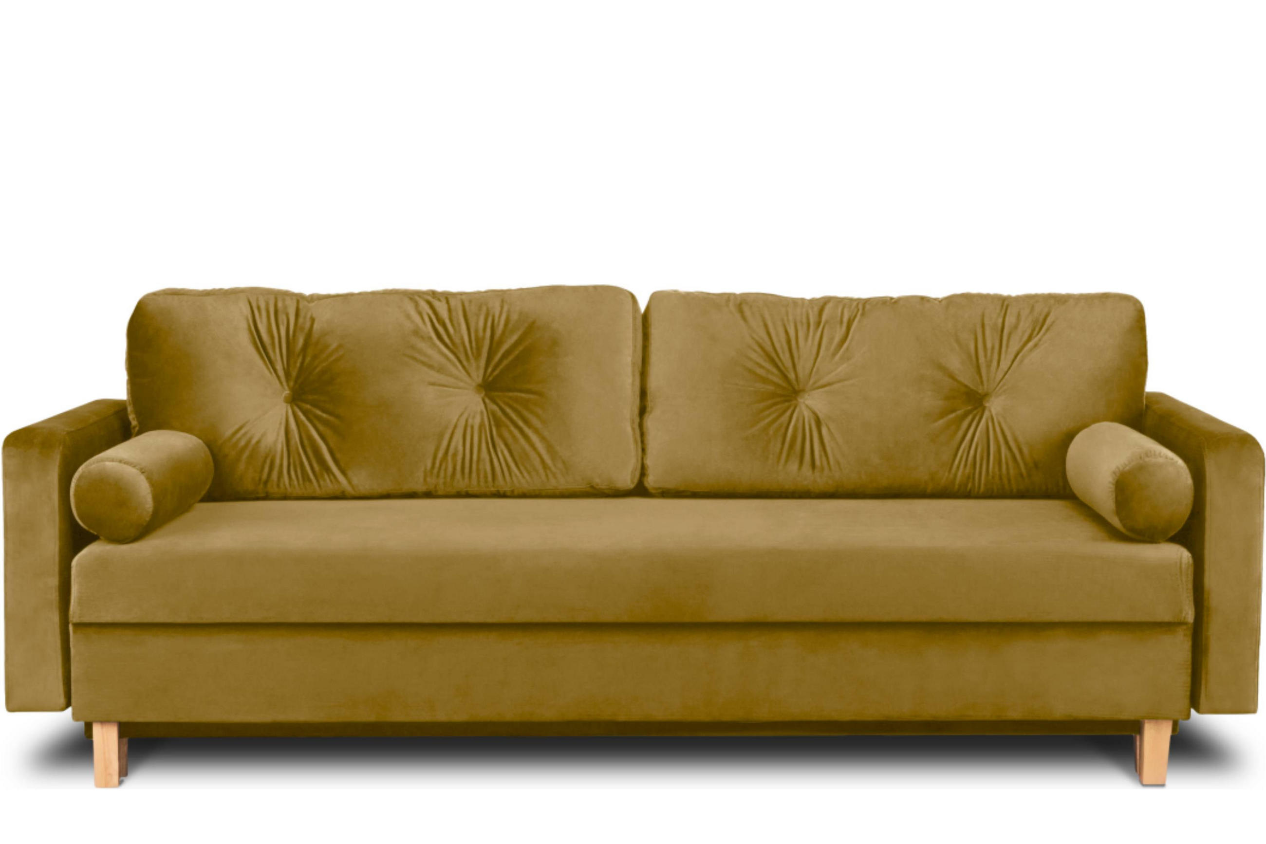 3-SITZER-SCHLAFSOFA ERISO mit weiche Sitzfläche und hohe Rückenlehne, Velour-Stoff, honig - Braun/Honig, Textil (220/80/100cm) - KONSIMO®