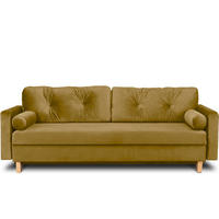3-SITZER-SCHLAFSOFA ERISO mit weiche Sitzfläche und hohe Rückenlehne, Velour-Stoff, honig - Braun/Honig, Textil (220/80/100cm) - KONSIMO®