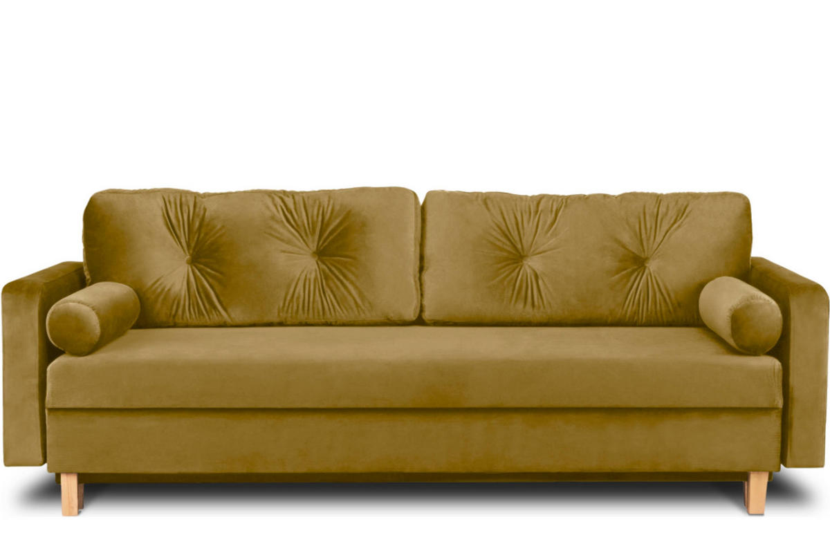 3-SITZER-SCHLAFSOFA ERISO mit weiche Sitzfläche und hohe Rückenlehne, Velour-Stoff, honig - Braun/Honig, Textil (220/80/100cm) - KONSIMO®