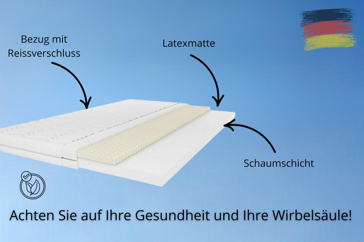 MATRATZENTOPPER TOP5, Latexauflage Größe: 120x200x5, Frabe: Weiß, mittelhart: H3 - Weiß, Textil (120/200cm) - Marpur