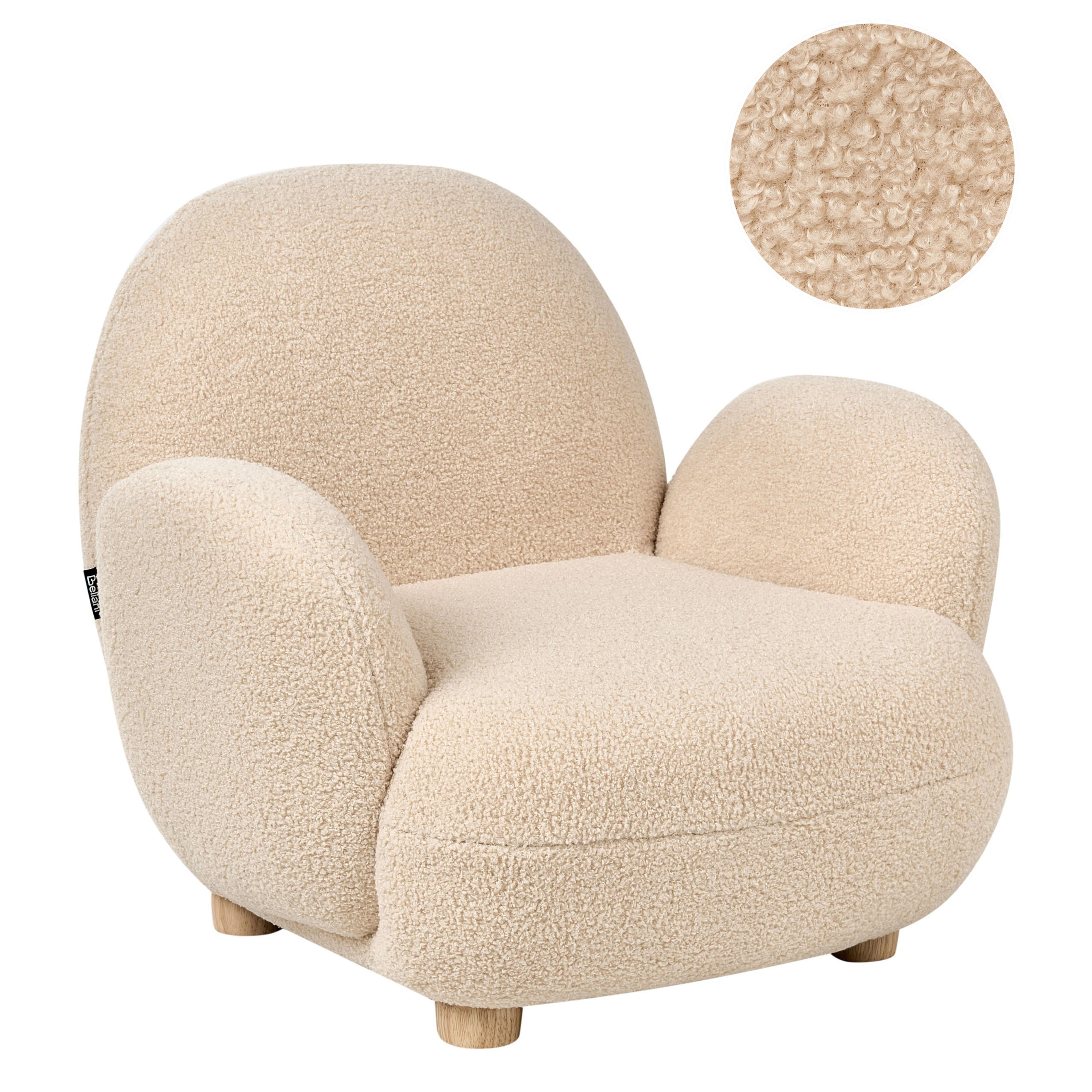 KINDERSESSEL Bouclé Beige Hem - Beige, Textil (64/55/55cm) - Beliani
