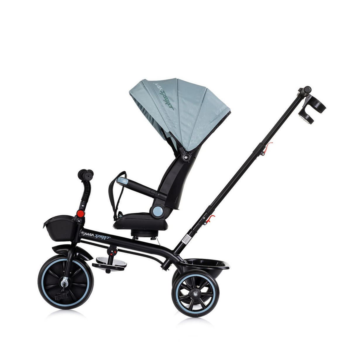 DREIRAD Max Sport 2 in 1 hellblau Dreirad, Becherhalter, Sitz umkehrbar, Korb - Blau, Metall (116/50/95cm) - Chipolino