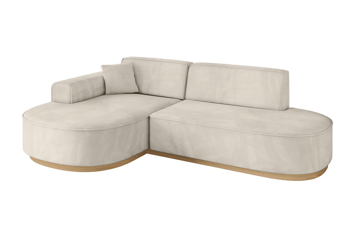 ECKSOFA Ottomane Links MARI-L1-v2 - 243x171x83 cm Ecru Velours - Ecru, Holzwerkstoff/Textil (243/171cm) - ALTDECOR