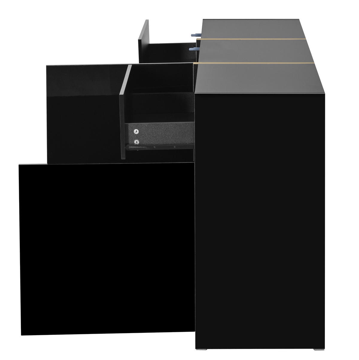 SIDEBOARD 160/40/78 cm mit 3 Türen, 2 Schubladen und verstellbaren Einlegeböden, Hochglanz MDF/PB, Schwarz - Schwarz, Holzwerkstoff (160/78/40cm) - Redom