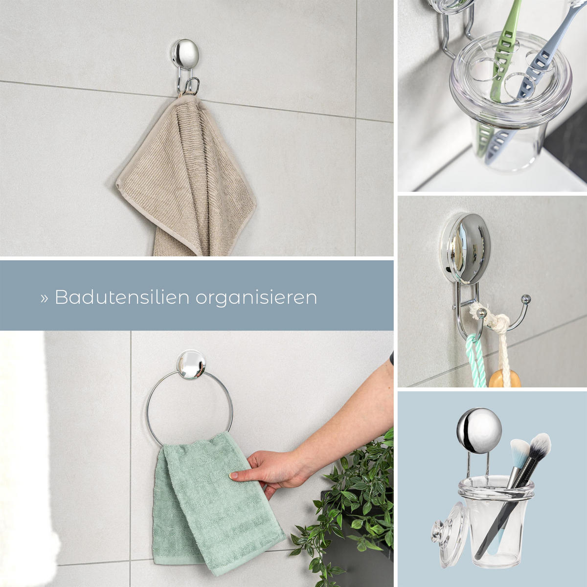 BADZUBEHÖR Starter-Set MOON-LOC 6tlg. - Edelstahlfarben, Metall (8.9/10.7/10cm) - bremermann