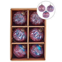 WEIHNACHTSKUGEL 6er Set Glas Rosa Astral - Blau/Pink, Glas (11/14/11cm) - Beliani