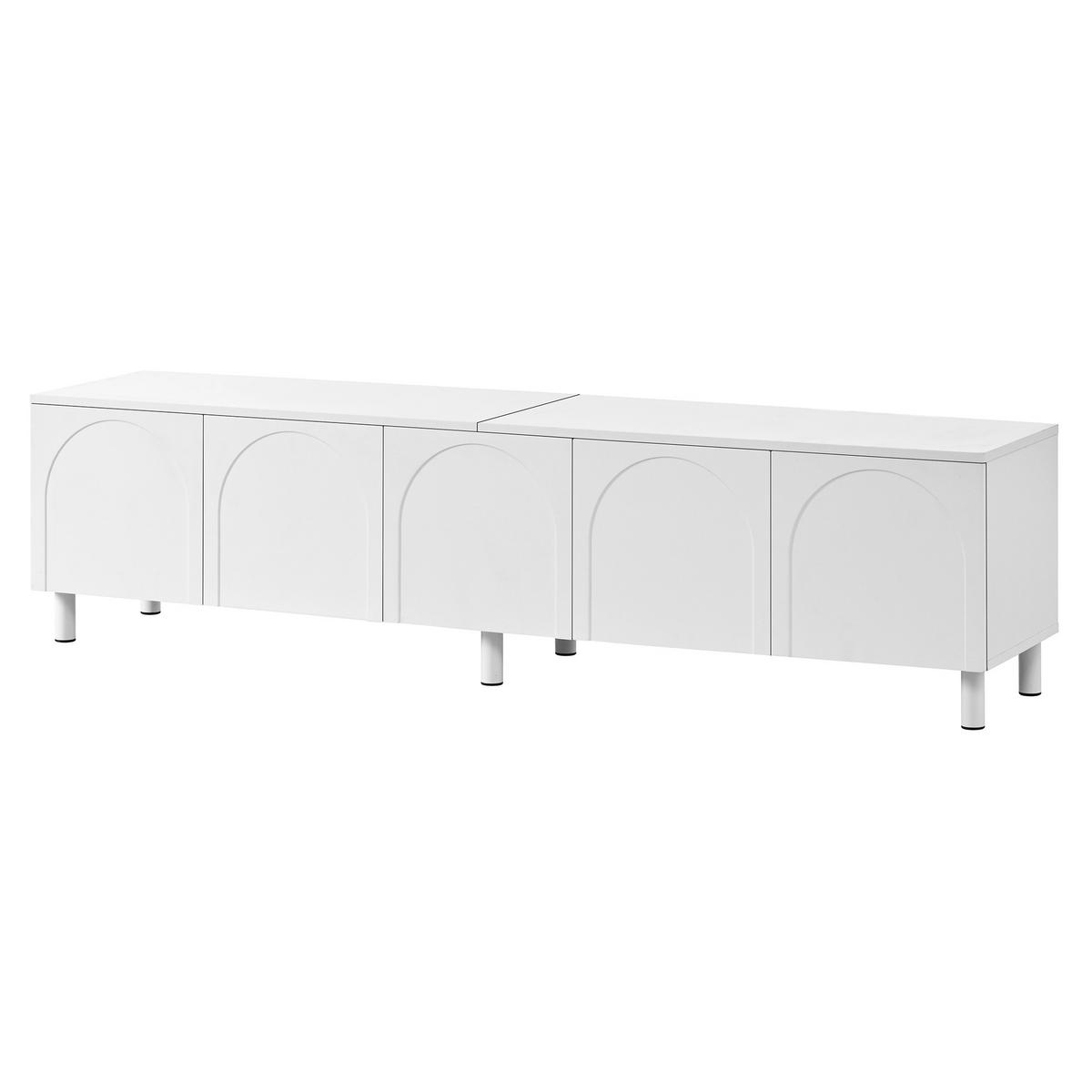 TV SKŘÍŇKA Bílá 180 cm s 5 dvířky, kabelovými průchodkami a kovovými nohami - bílá, kompozitní dřevo (180/45/38cm) - Urban Meuble