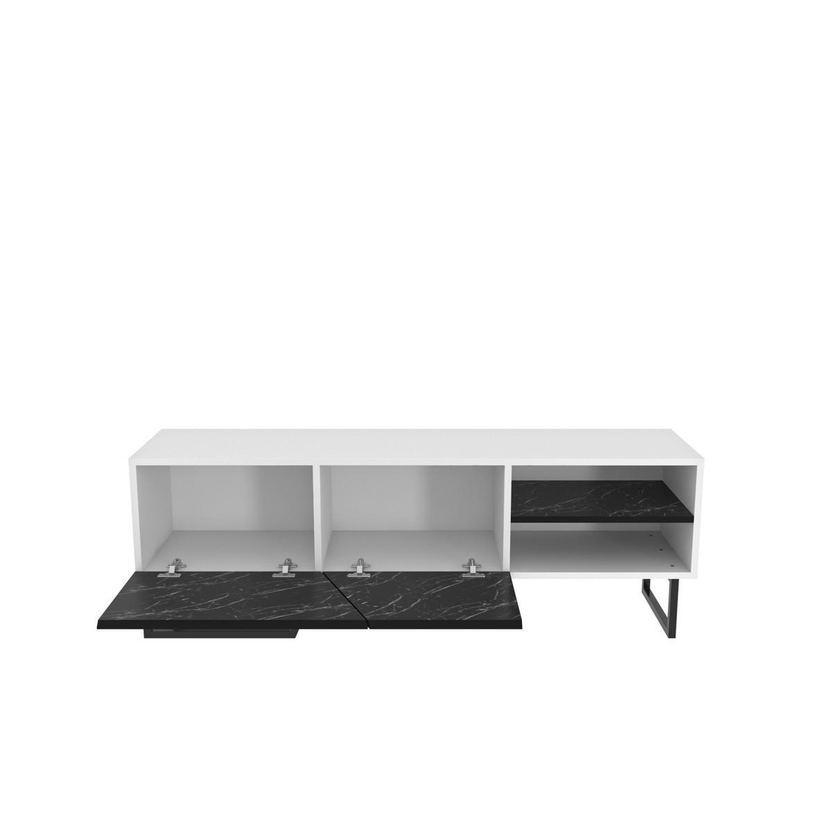 TV-ELEMENT Denasse Weiß Schwarz - Schwarz/Weiß, Holzwerkstoff (150/50.5/35cm) - Decorotika
