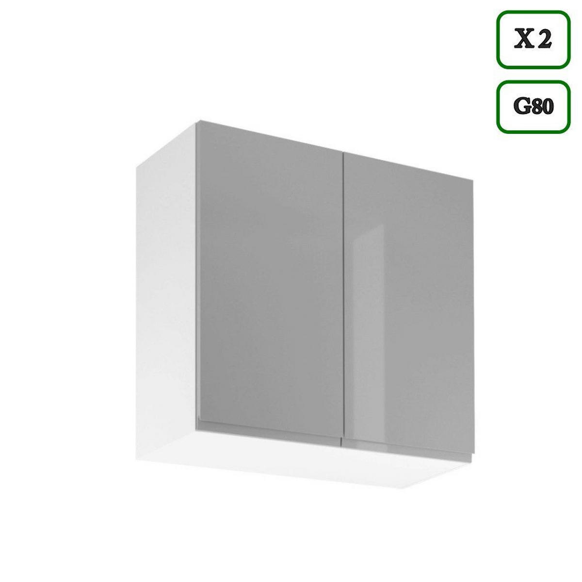 KÜCHENZEILE 320 cm – Aspen K91-M320 - in Weiß/Hochglanz - Grau, Holzwerkstoff (320/212/60cm)