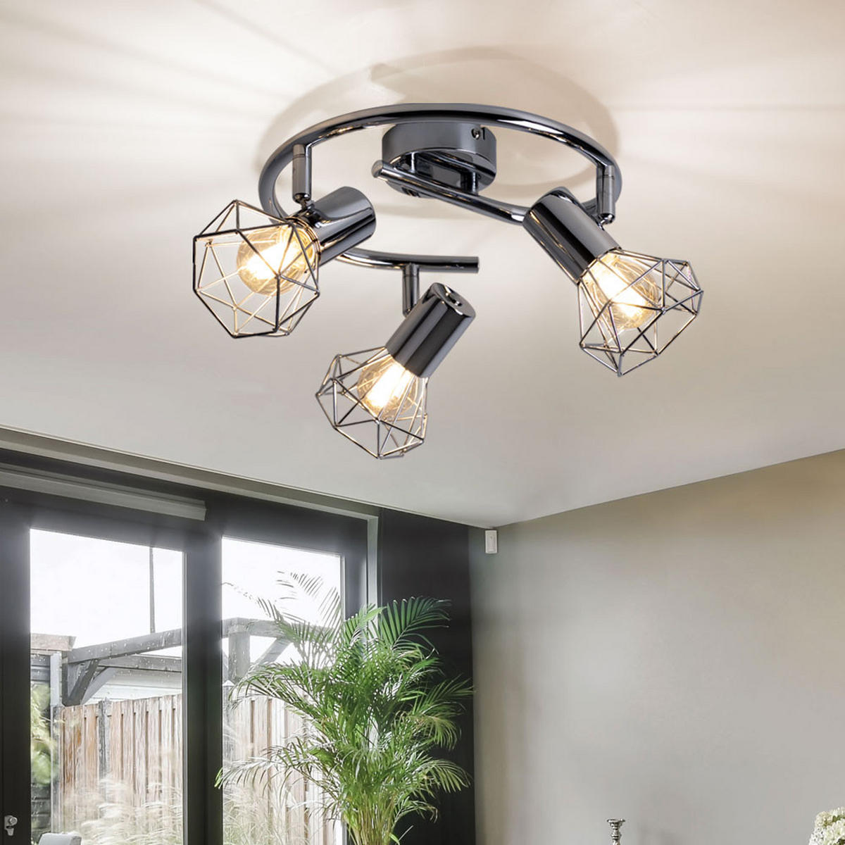 LED DECKENLEUCHTE XARA I Chrom Silber - Silberfarben, Metall (25/25/15cm) - Globo Lighting