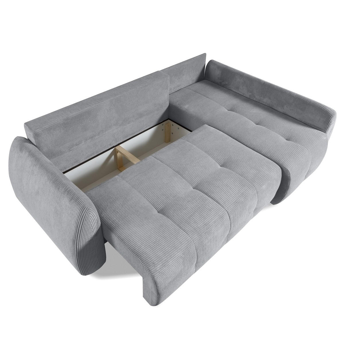 ECKSOFA Luna Hellgrau, mit Schlaffunktion - Hellgrau, Holzwerkstoff/Textil (252/155cm) - Bettso