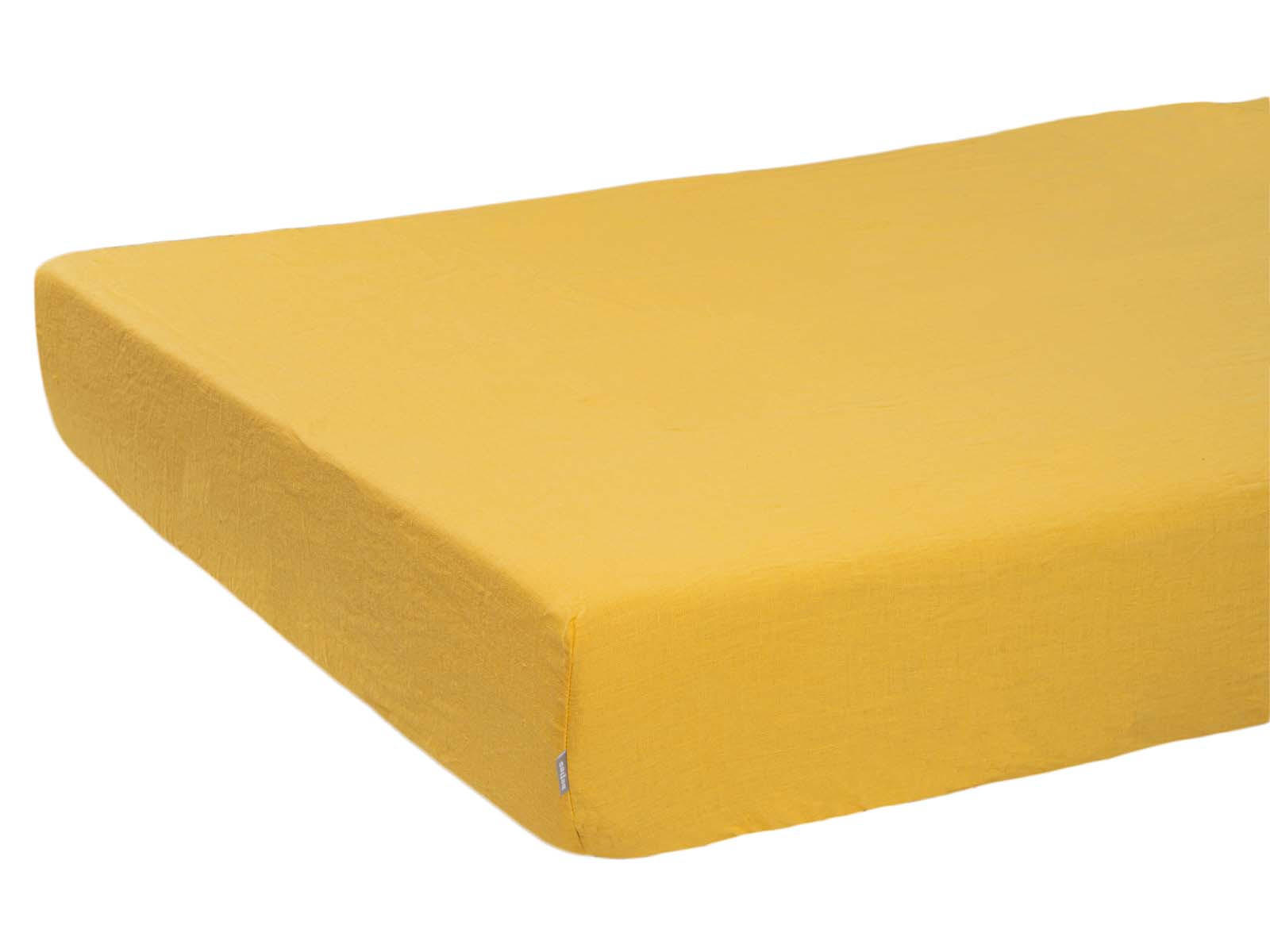 SPANNBETTTUCH reines Leinen zitronen-gelb 90/200 cm - Gelb, Naturmaterialien (90/200cm) - beties Heimtextil