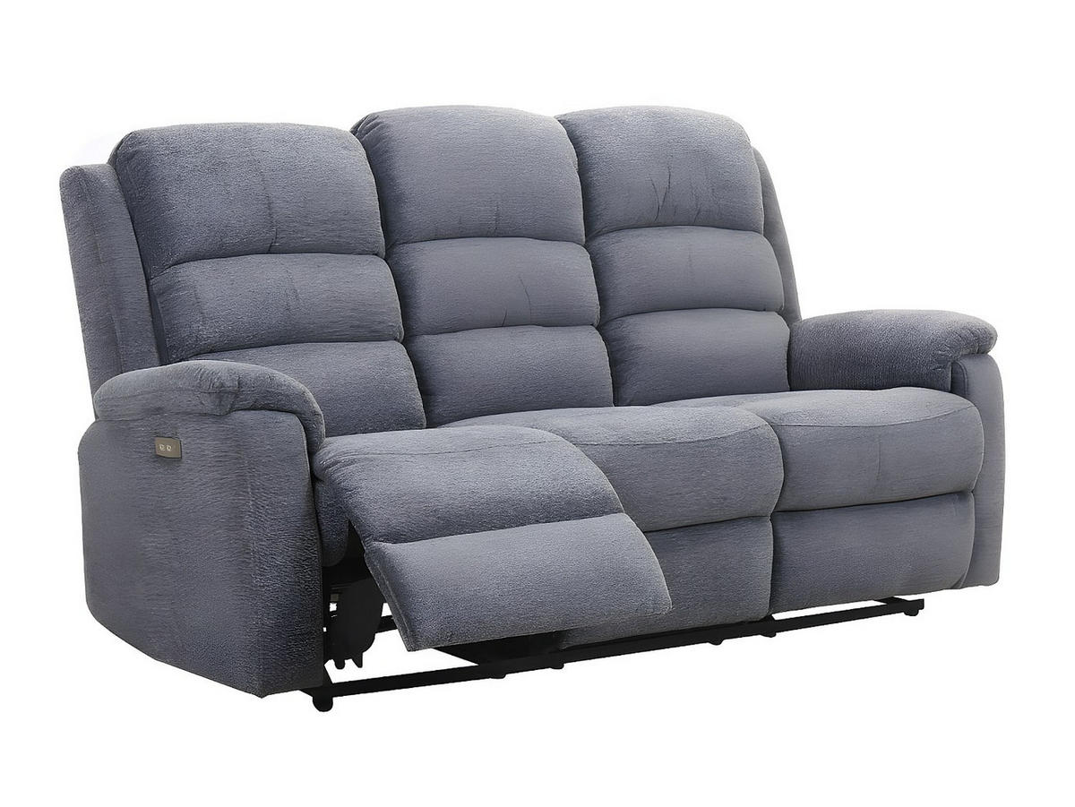 SOFAGARNITUR mit Relaxfunktion - 6 Personen - Stoff - Grau - - Grau, Textil (187/103/95cm) - Vente-Unique