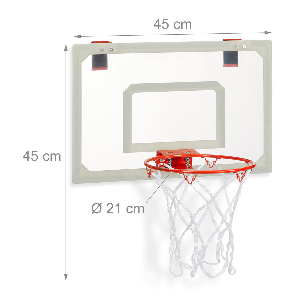 BASKETBALLKORB Kinderzimmer - Weiß, Kunststoff/Metall (45/33cm) - Relaxdays
