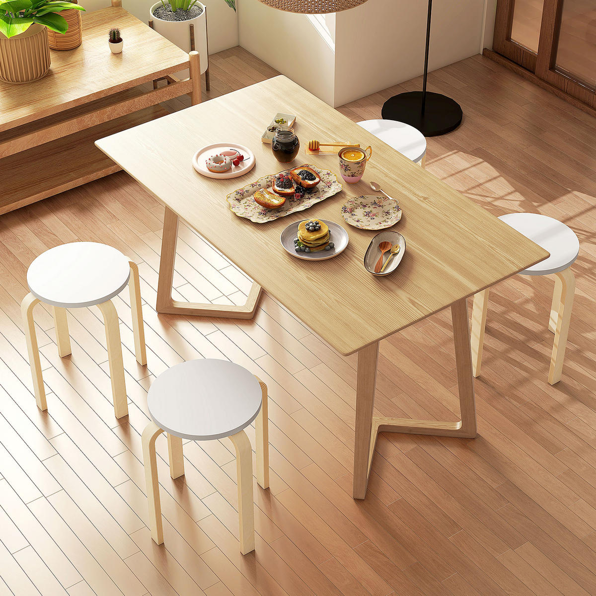HOCKER Weiß 4 Stück - Weiß, Kunststoff (40/45/40cm) - GiPP