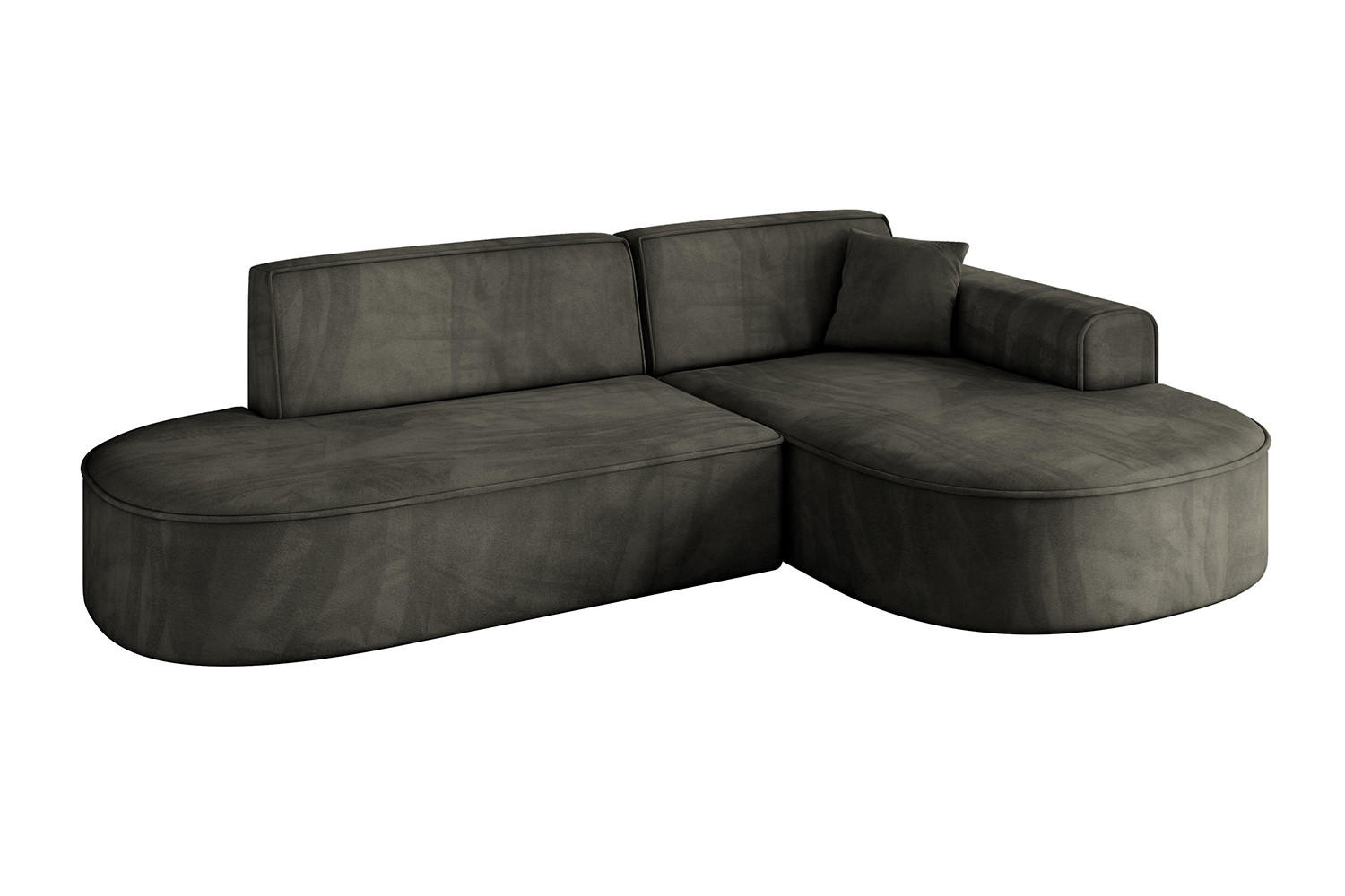 ECKSOFA Ottomane Rechts MARI-L1 - 243x171x79 cm Schwarz Velours - Schwarz, Holzwerkstoff/Kunststoff (171/243cm) - ALTDECOR