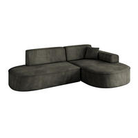 ECKSOFA Ottomane Rechts MARI-L1 - 243x171x79 cm Schwarz Velours - Schwarz, Holzwerkstoff/Kunststoff (171/243cm) - ALTDECOR