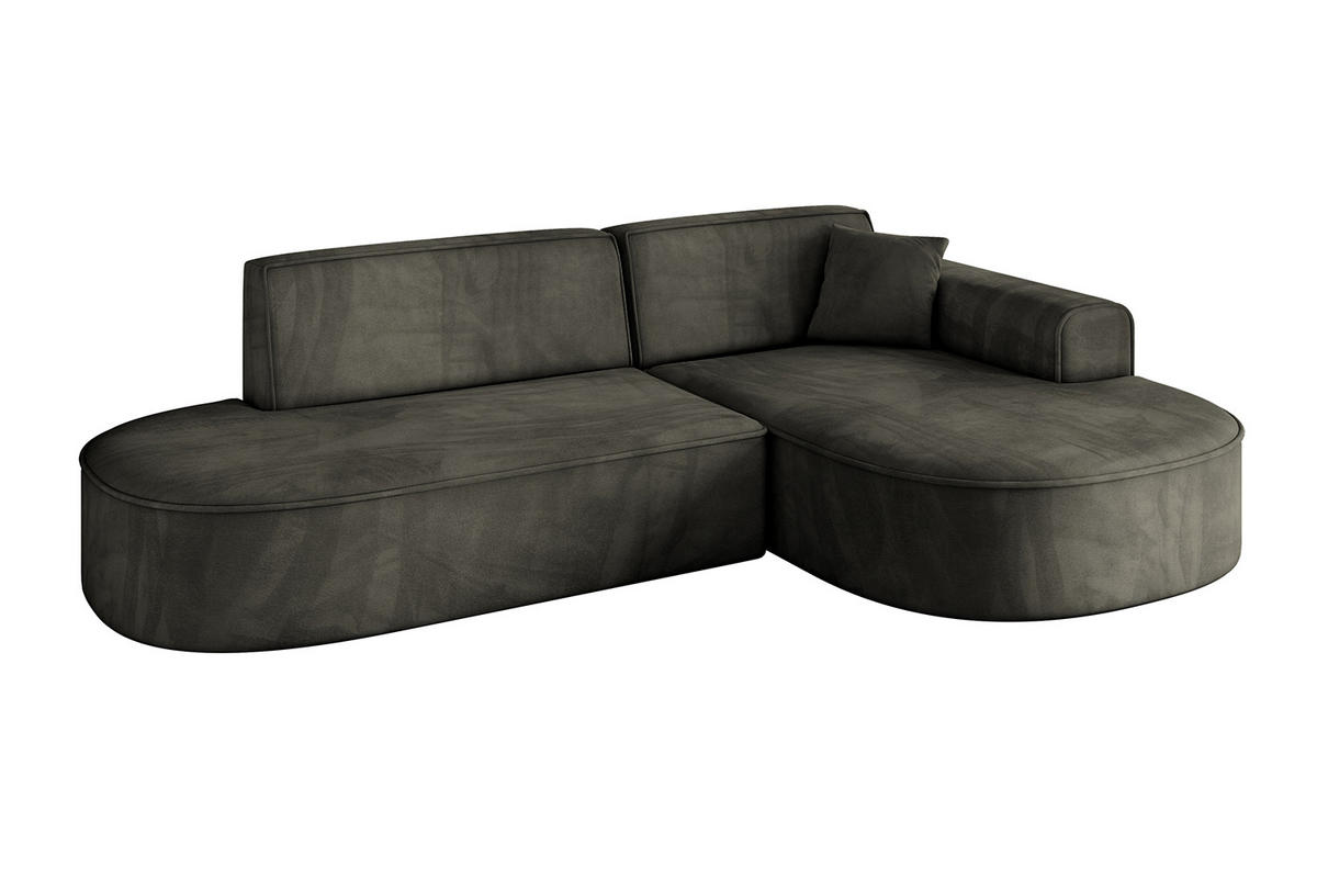 ECKSOFA Ottomane Rechts MARI-L1 - 243x171x79 cm Schwarz Velours - Schwarz, Holzwerkstoff/Kunststoff (171/243cm) - ALTDECOR