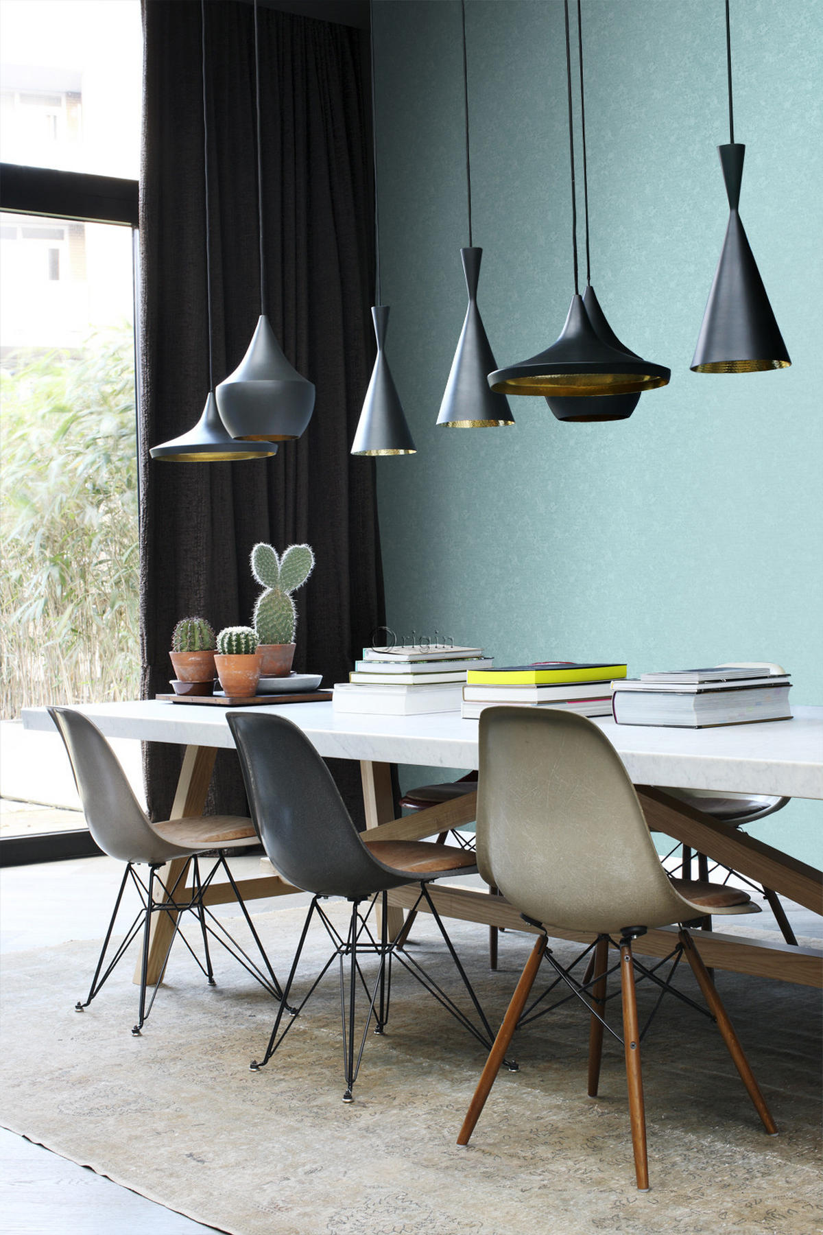 TAPETE Uni 53 cm x 10.05 m - Türkis, Papier (53/1000cm) - Origin Wallcoverings