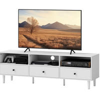 TV ormarić 140/34/45 cm bijeli od drva s ladicama i otvorom za kabele - bijela, drvni materijal (140/45/34cm) - OKWISH
