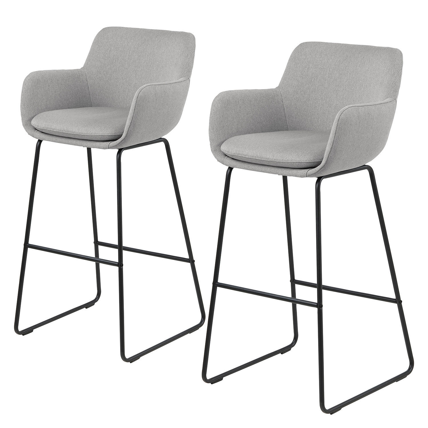 BARSTUHL - 2er-Set - Webstoff / Metall - Hellgrau, Textil/Metall (52/100/53cm) - home24