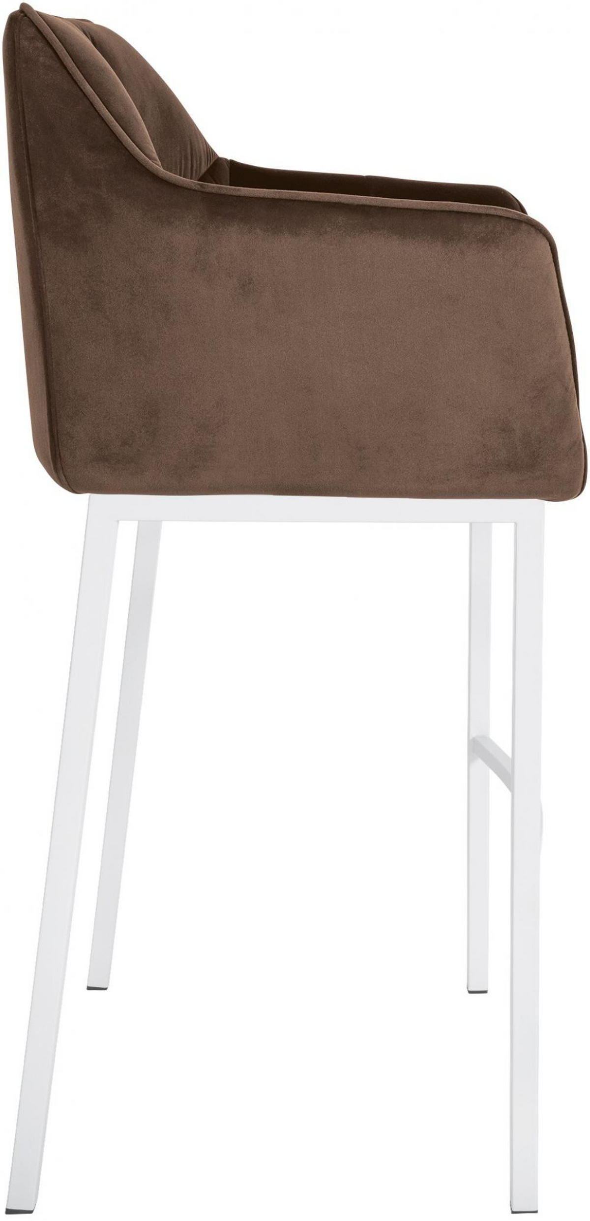 BARHOCKER 2er Set Samt Braun - Weiß/Braun, Textil (64/110/48cm) - CLP