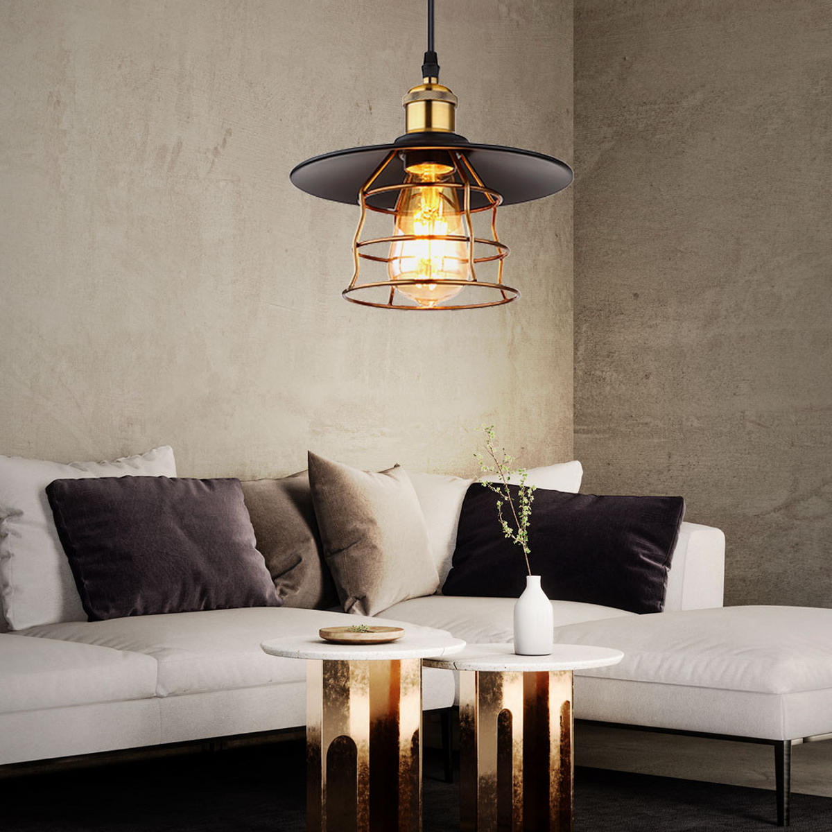 HÄNGELEUCHTE Metall Schwarz Gitter-Schirm - Schwarz, Metall (22/22/150cm) - Globo Lighting