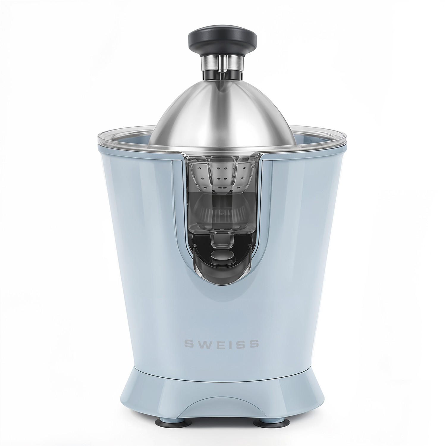 ZITRUSPRESSE ZEST6, Blau, tropffreier Ausgießer, leistungsstarker Gelenkarm, 160 W - Blau, Metall (18.5/29/25cm) - SWEISS