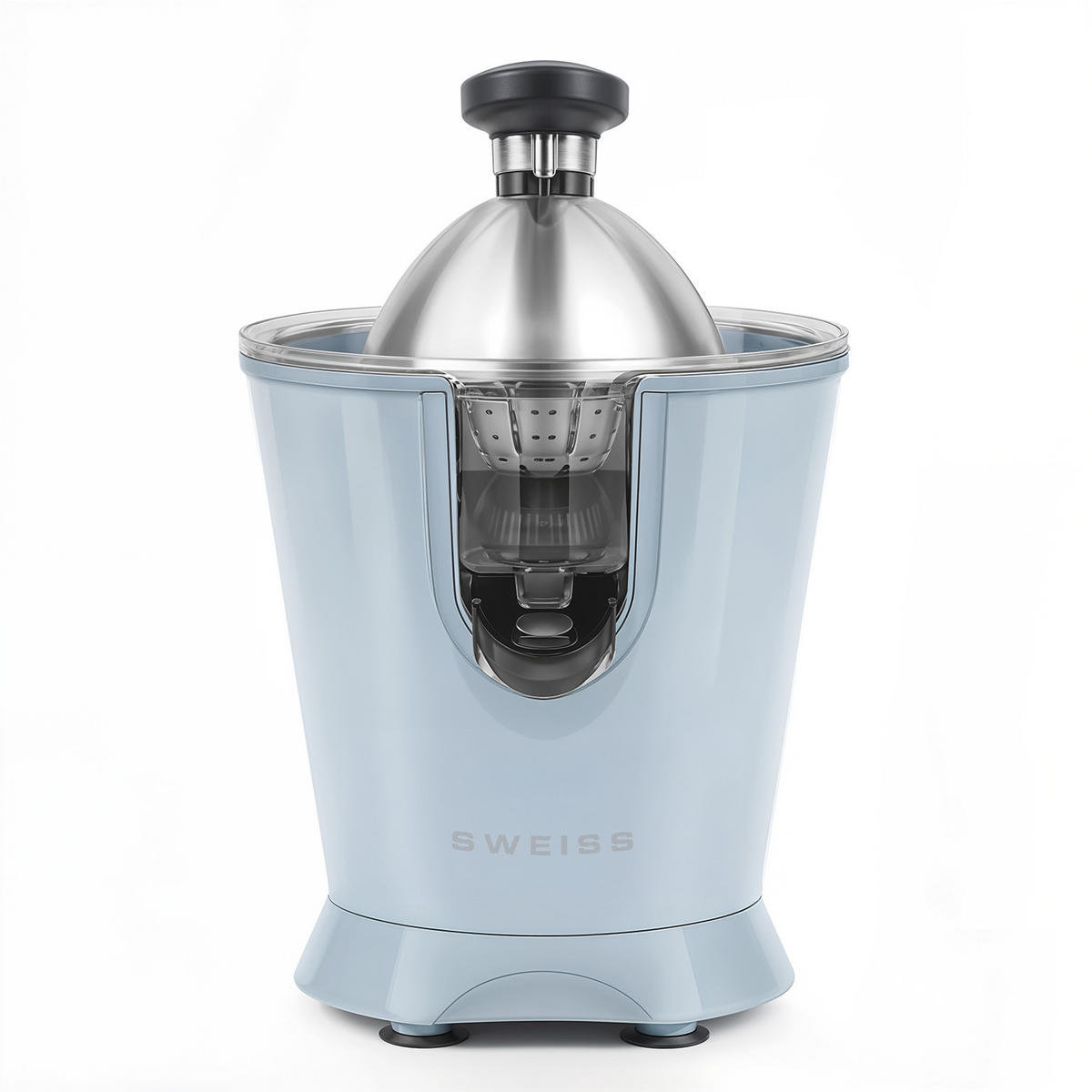 ZITRUSPRESSE ZEST6, Blau, tropffreier Ausgießer, leistungsstarker Gelenkarm, 160 W - Blau, Metall (18.5/29/25cm) - SWEISS