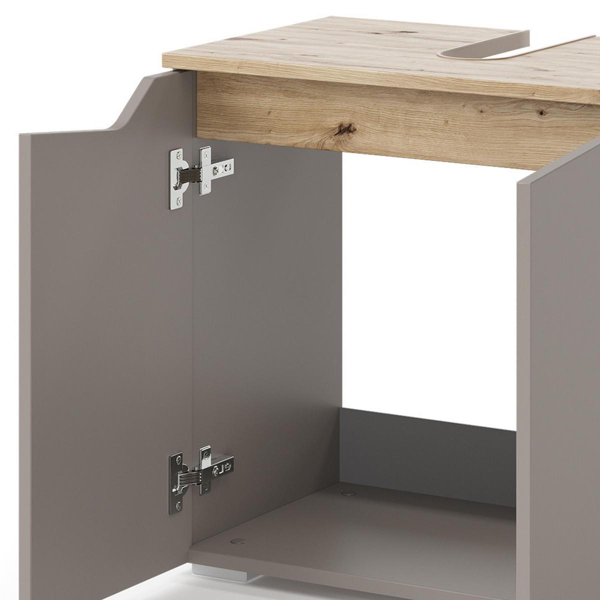 WASCHBECKENUNTERSCHRANK Marelle Greige 60 x 57.5 cm mit 2 Türen - Greige, Holzwerkstoff (60/57.5/35cm) - Vicco