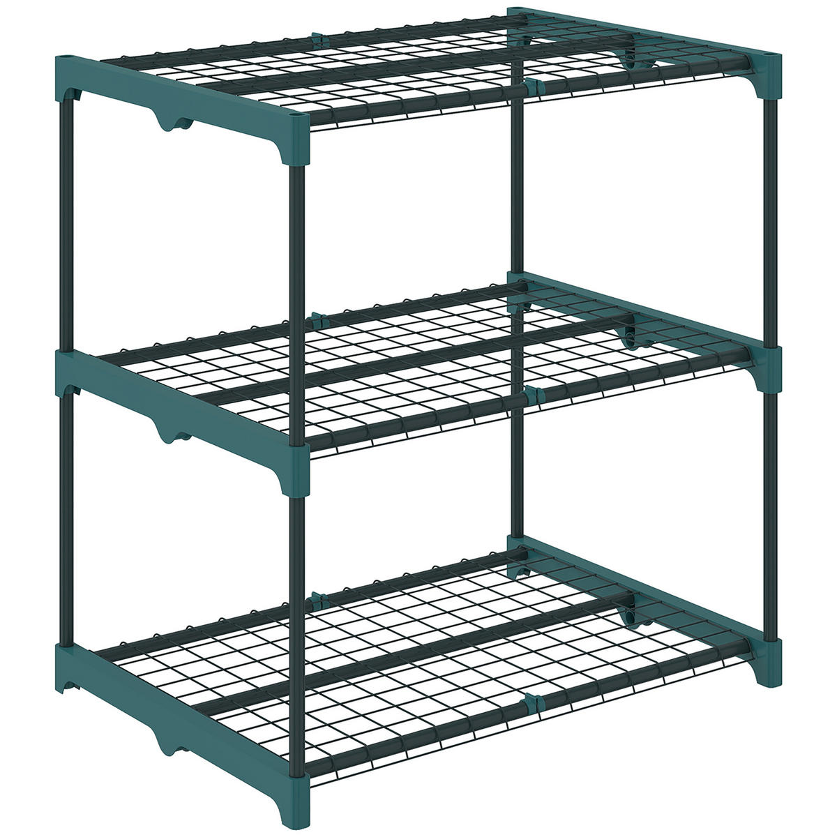 3-ETAGEN Pflanzenständer, 72 cm hoch Blumenständer für Innen Außen, Dunkelgrün - Dunkelgrün, Metall (49/72/68cm) - Outsunny
