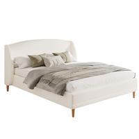 BETT mit Wingback-Kopfteil 140x190 cm Bouclé Weiß - Weiß, Holz (140/190cm) - Meubliv