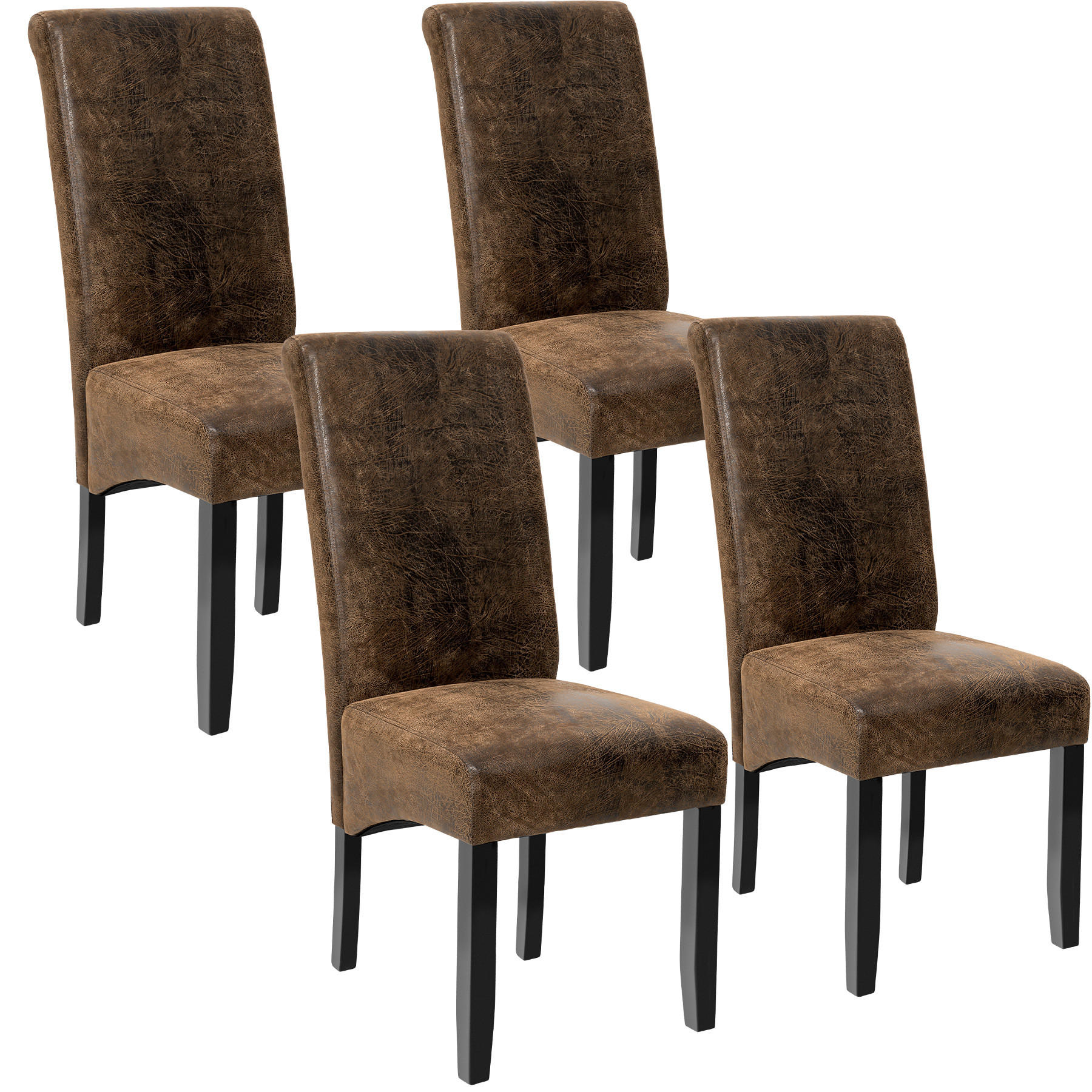 ESSZIMMERSTUHL 4er Set 44 x 63 x 106 cm antikbraun - Anthrazit/Braun, Textil (44/106/45cm) - tectake