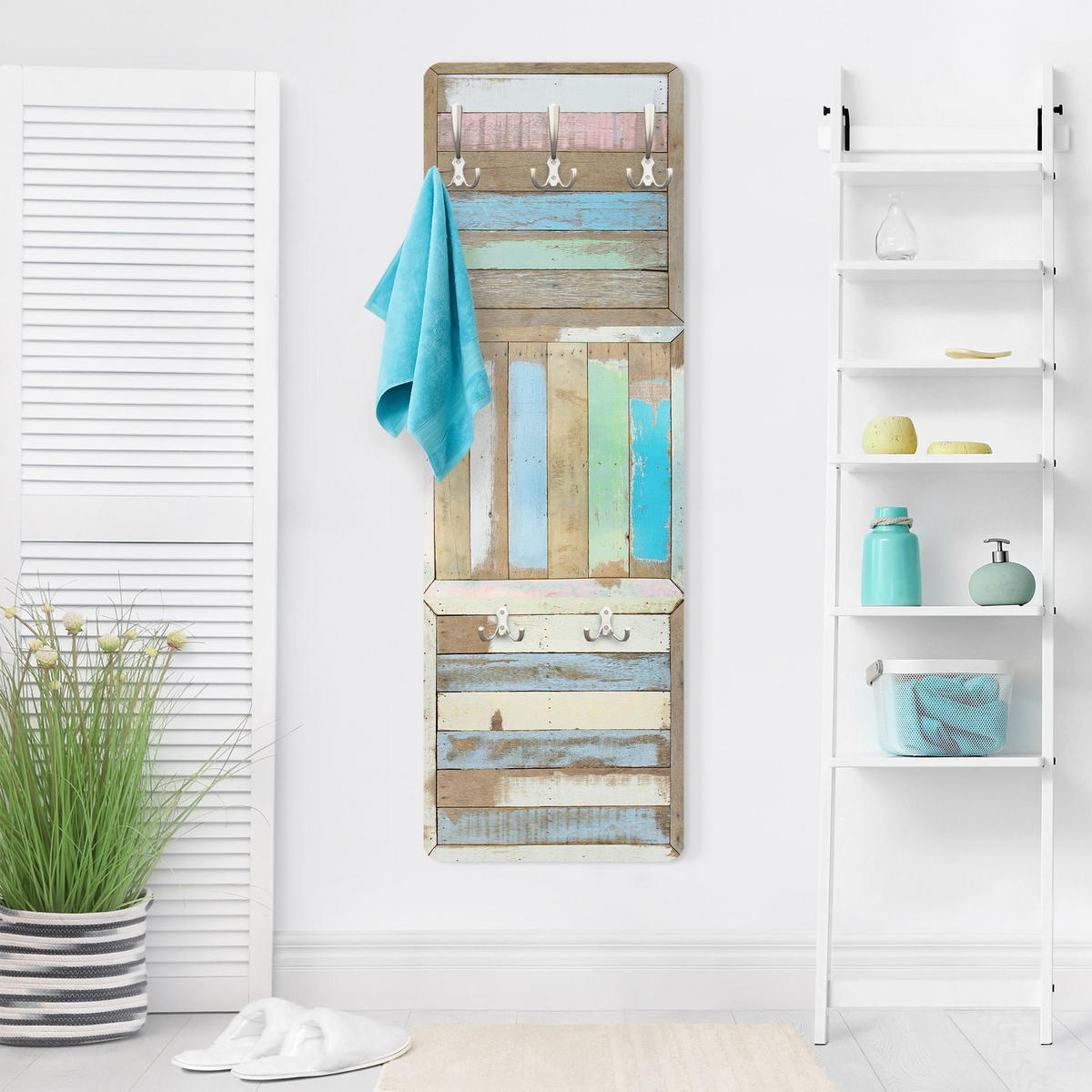 WANDGARDEROBE - Rustic Timber 34/105 cm - Blau, Holzwerkstoff (34/105/1.6cm) - Bilderwelten