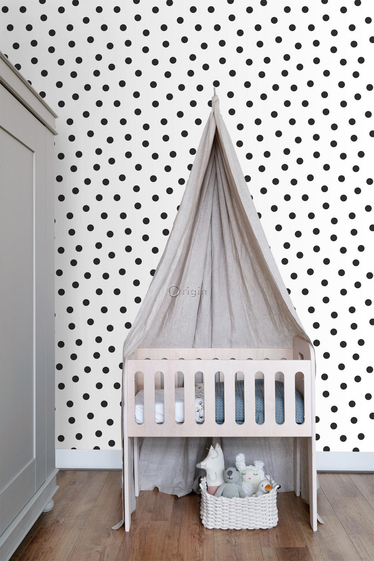 TAPETE Punkte 53 cm x 10.05 m - Weiß, Papier (53/0.1cm) - Origin Wallcoverings