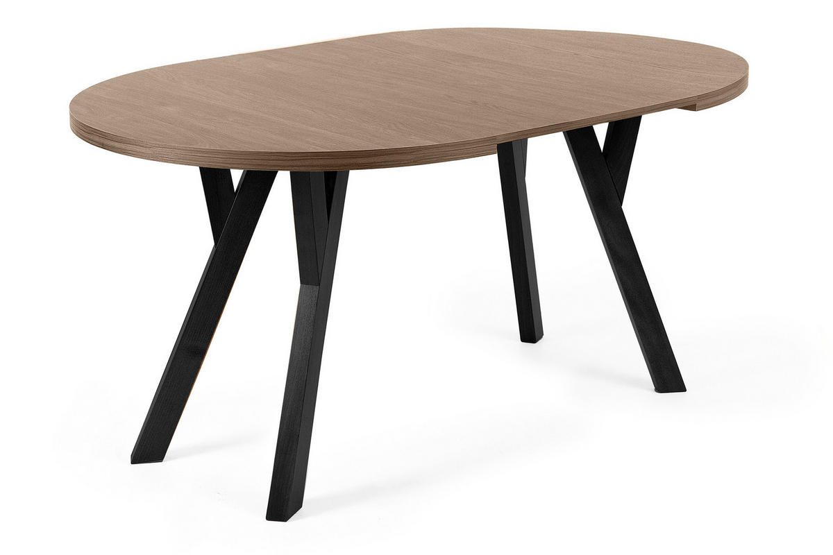 ESSTISCH INDAGA Ausziehbar 100-140cm Rund, lefkas/schwarz - Schwarz/Braun, Holz (100/140/75cm) - KONSIMO®