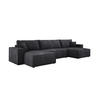 ECKSOFA Poso XXL U-förm, Schlaffunktion, weiche Kissen, Bettkasten, hochwertige Polsterung, lose Rückenkissen, freistehend, 377x143x83 cm Graphite - Graphitfarben, Holz/Textil (377/83/143cm) - DomoHome