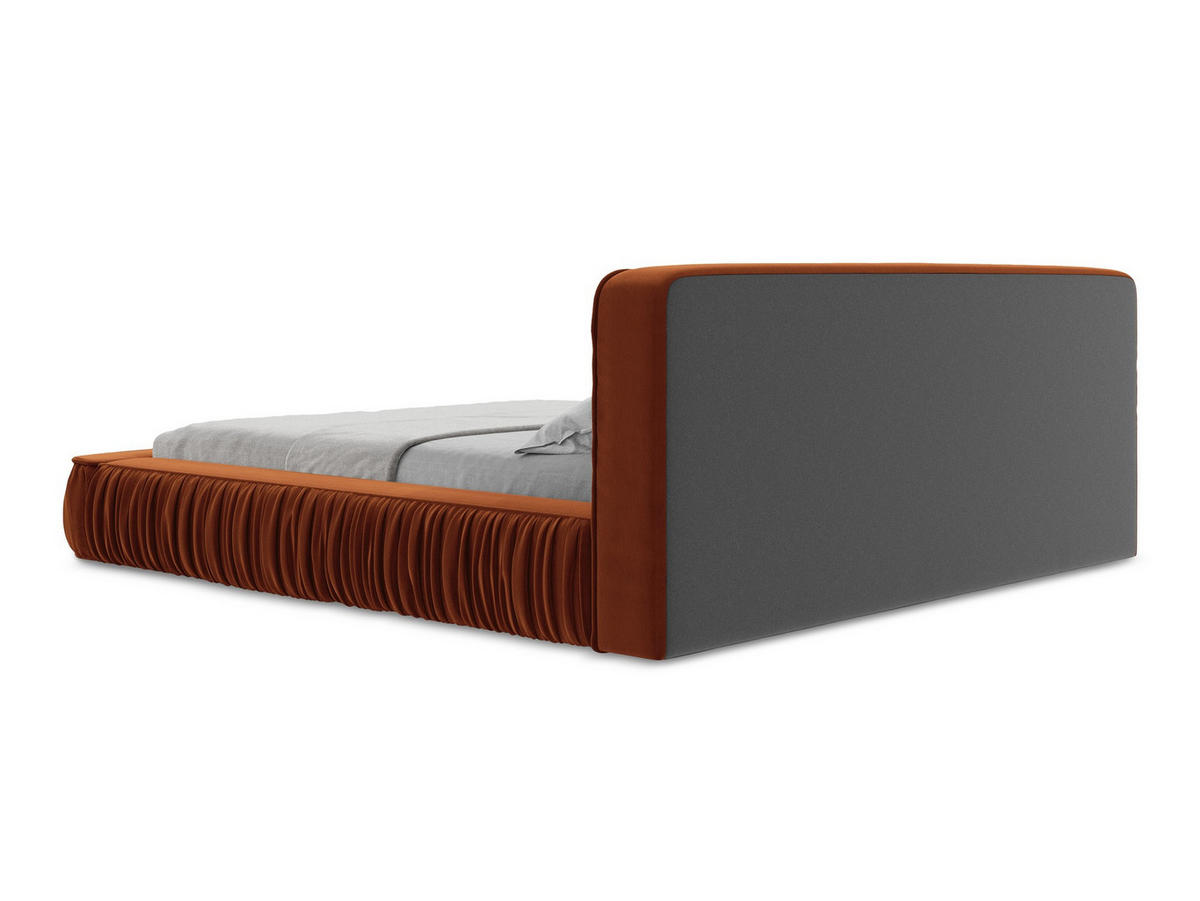 POLSTERBETT mit Bettkasten und Lattenrost 178x238 Orange - Terra cotta/Schwarz, Kunststoff/Textil (140/200cm) - Makamii