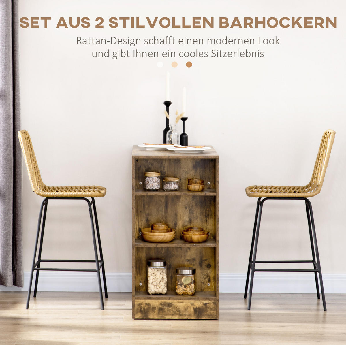 BARHOCKER 42,5/52/102 cm Gelb aus PE-Rattan und Stahl mit Fußstütze - Gelb, Metall (52/102/42.5cm) - OKMYHOME