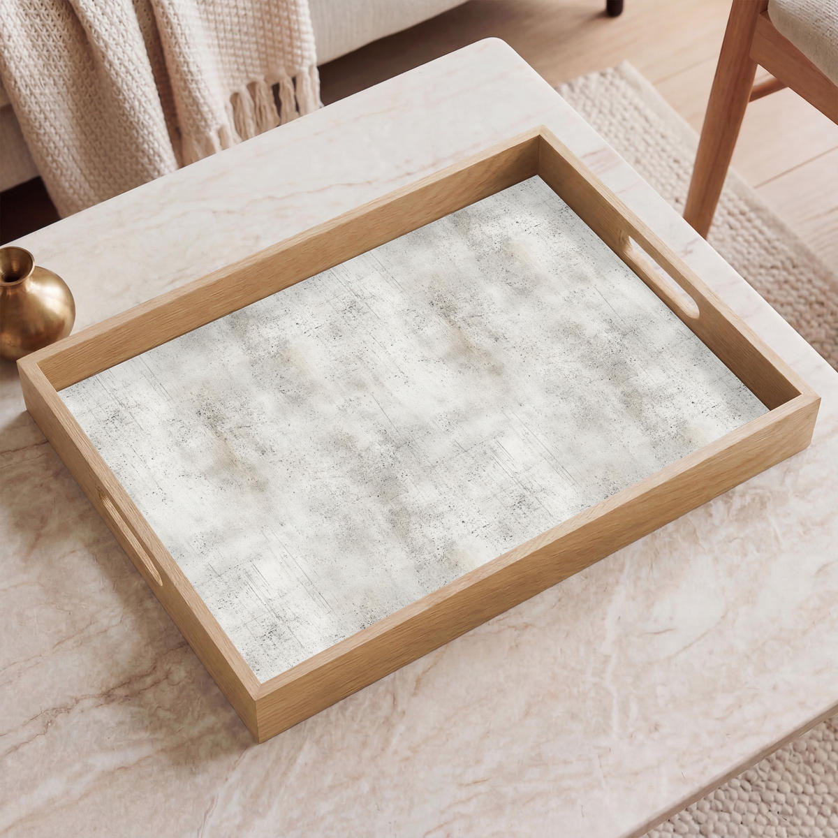 SERVÍROVACÍ PODNOS Šedá - Beton - Zvětralá 50x35 cm - světle šedá, dřevo (50/5/5cm) - OnlyWow