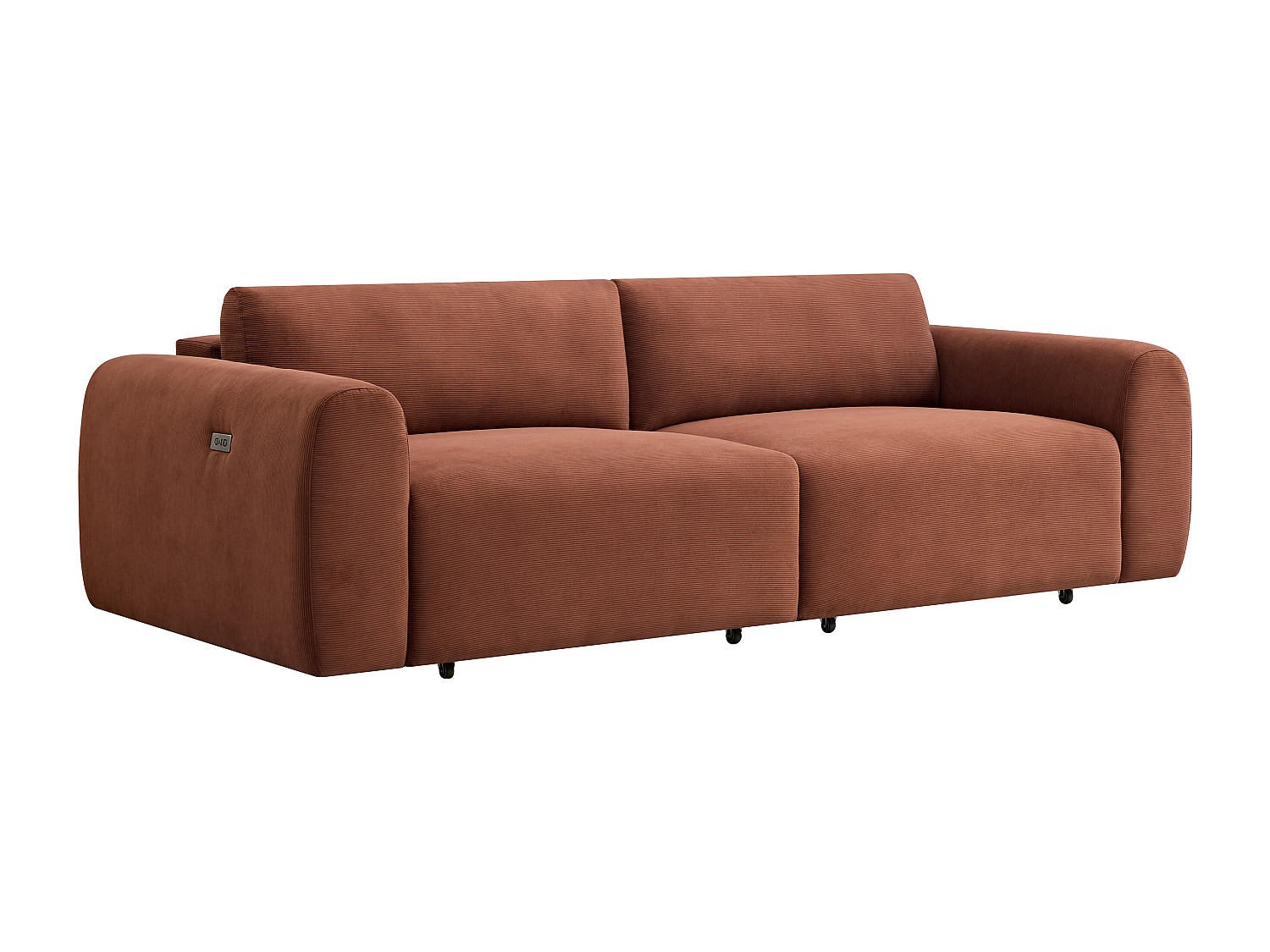 SOFA 4-Sitzer mit elektrisch ausziehbarer Sitzfläche – Feincord-Samt Terrakotta – PASTARO - Braun, Textil (242/75/109cm) - Vente-Unique