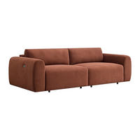 SOFA 4-Sitzer mit elektrisch ausziehbarer Sitzfläche – Feincord-Samt Terrakotta – PASTARO - Braun, Textil (242/75/109cm) - Vente-Unique