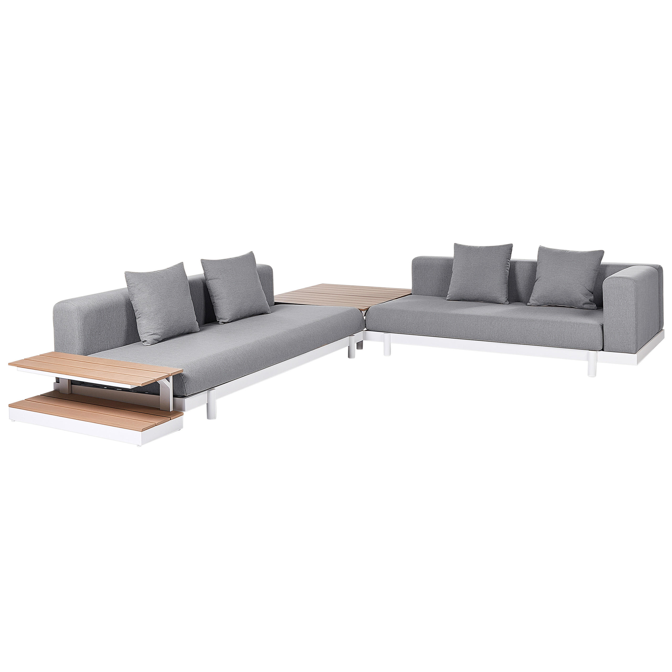 LOUNGE SET 5-Sitzer Aluminium weiß Auflagen grau Missanello - Weiß/Grau, Textil - Beliani