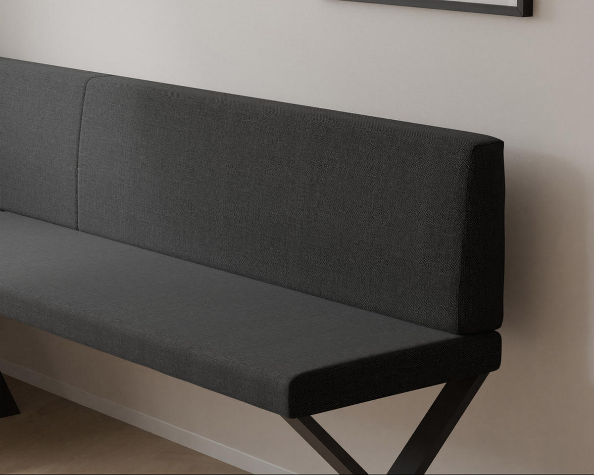 ECKBANK links VERO X Webstoff glatt, 128/168 cm Anthrazit - Anthrazit, Textil/Metall (128/168cm) - Idohome