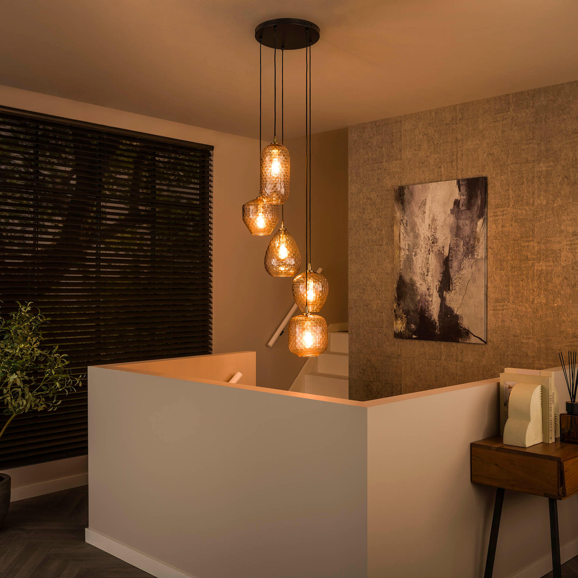 HÄNGELEUCHTE Patch Beige 40/40/ 180 cm - Beige, Glas (40/40/180cm) - Hoyz Collection