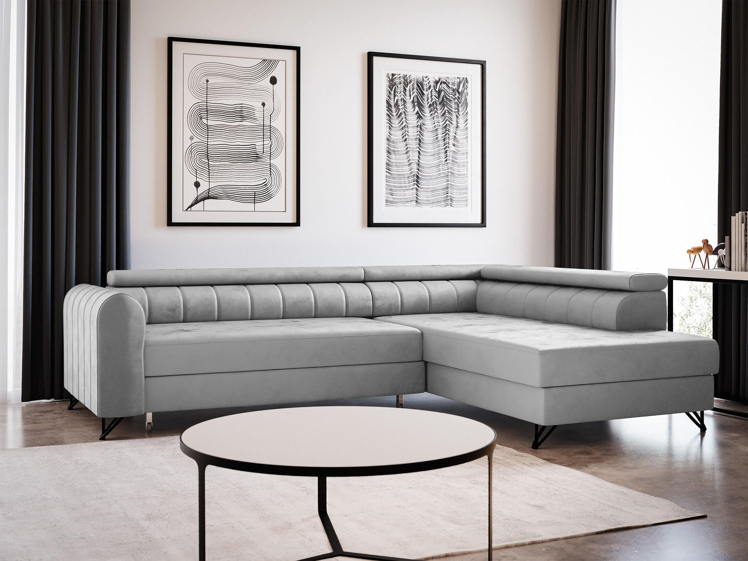 ECKSOFA Alice, Seite: Rechts - Grau, Holz/Textil (250/179cm) - Sofnet