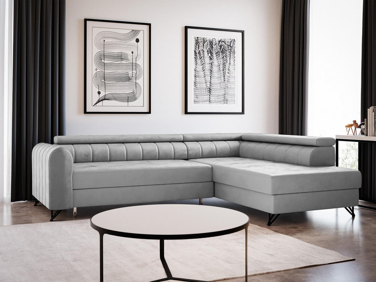 ECKSOFA Alice, Seite: Rechts - Grau, Holz/Textil (250/179cm) - Sofnet