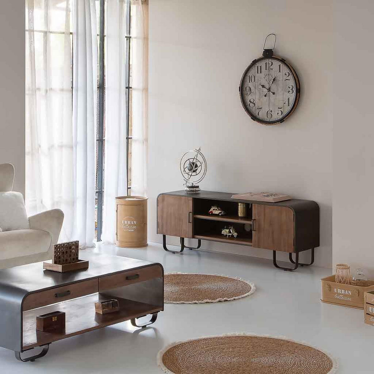 UNTERSCHRANK aus Holz und Metall 150x42x58 cm - Braun, Metall (150/58/42cm) - Wanderlust