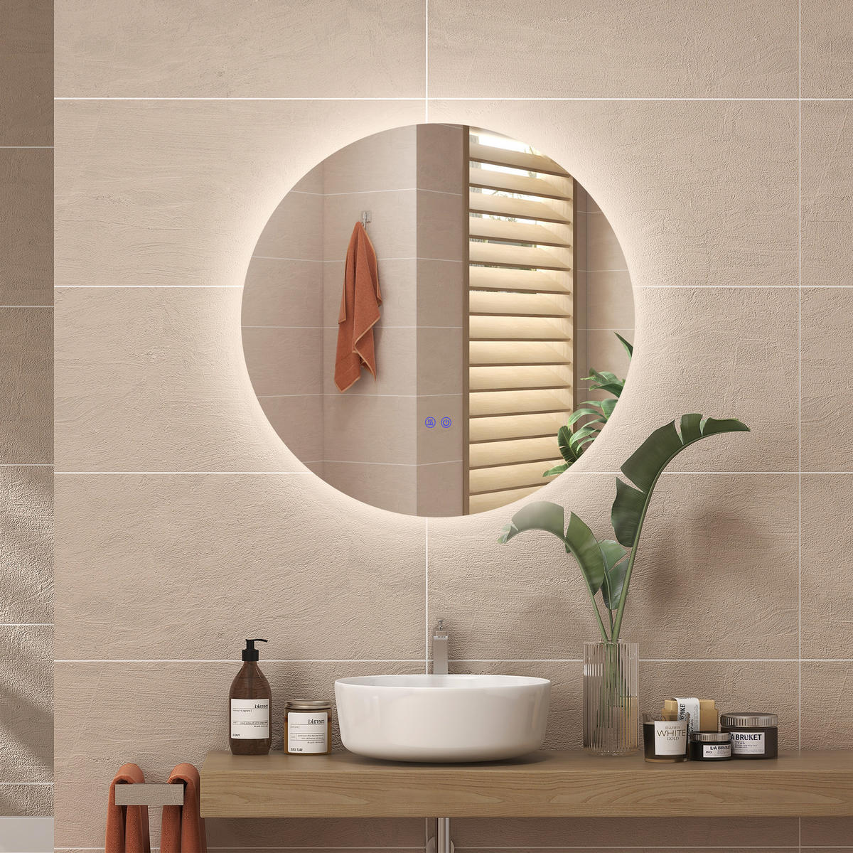 BADEZIMMERSPIEGEL DE-15142 mit Touchsensor und Antibeschlag Silber - Silberfarben, Glas (80/3.5/80cm) - ComfortXL