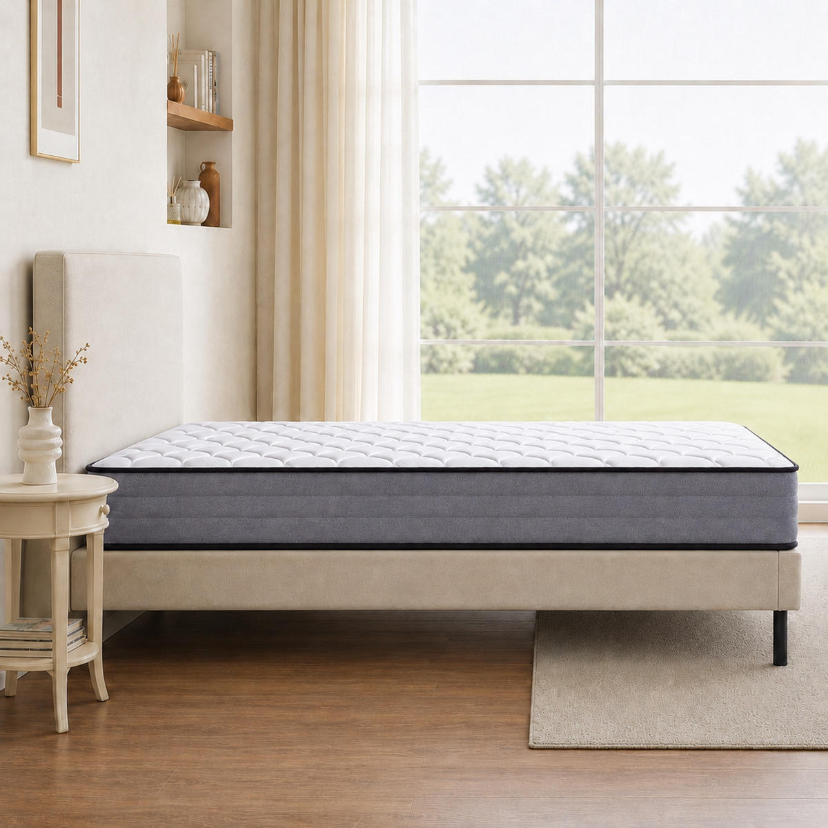 TASCHENFEDERKERNMATRATZE 120/200 cm Weiß + Grau 23 cm hoch, Härtegrad H3, 7 Zonen Matratze - Weiß, Textil (120/200cm) - Oxeza